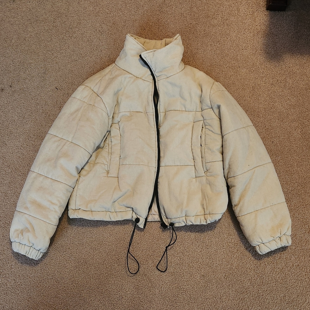 Princess Polly Beige Corduroy Puffer Jacket